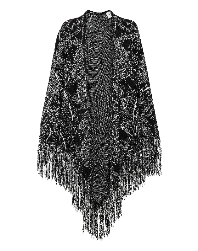 Women's Evening Wear Attire Jacquard / Wool Cape Paisley Foulard