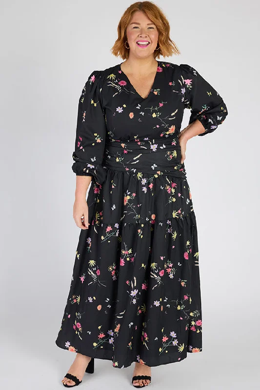 Women's Office Attire Tally Butterfly Meadow Maxi Dress