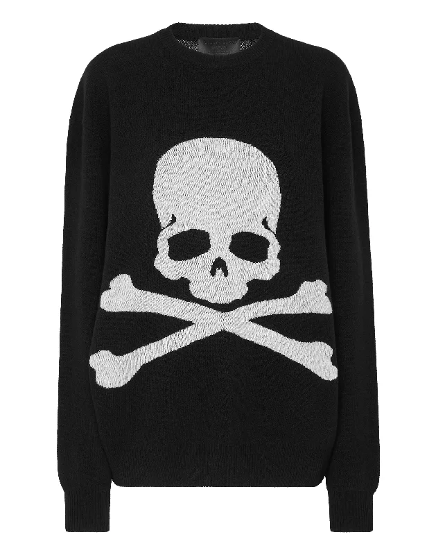 Women's Festive Attire Round Neck Pullover LS Skull&Bones