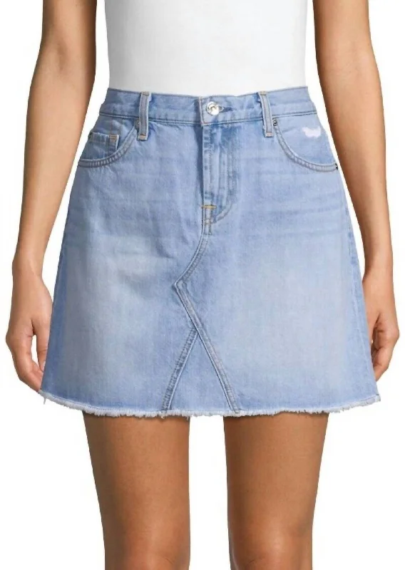 Women's Fashionable Attire For Work Denim Frayed Hem Santa Cruz Mini Skirt In Blue