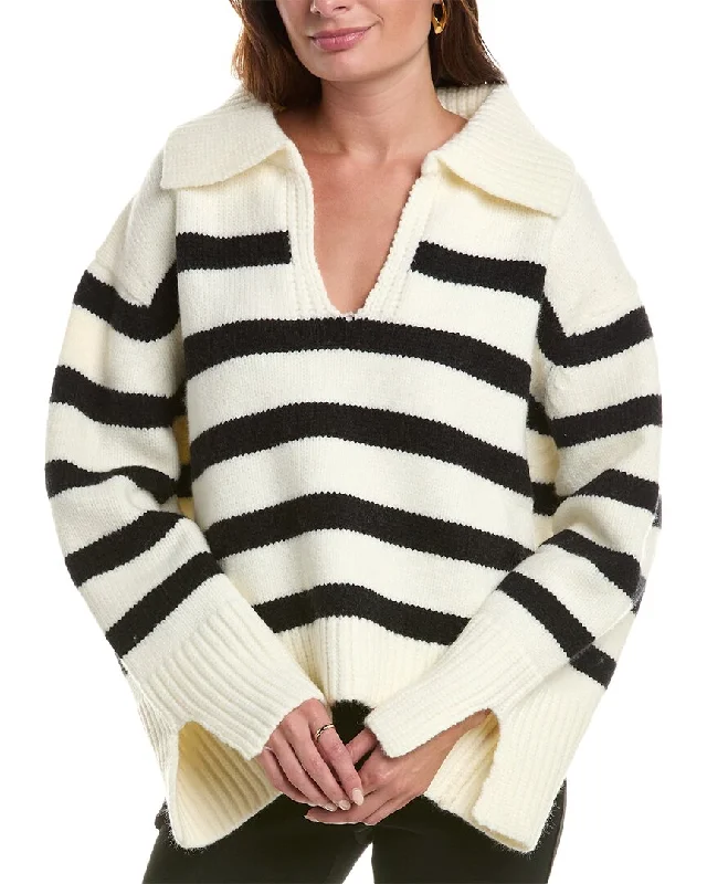 Classic Clothes For Women Avantlook womens  Striped Sweater, L, Black