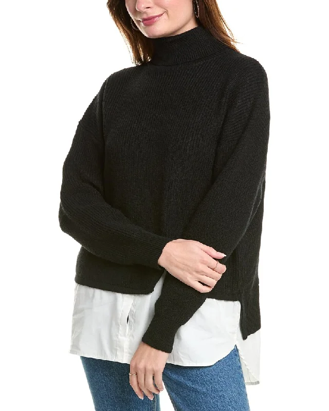 Women's Work Apparel Gracia Roll-Neck Slit Layering Sweater