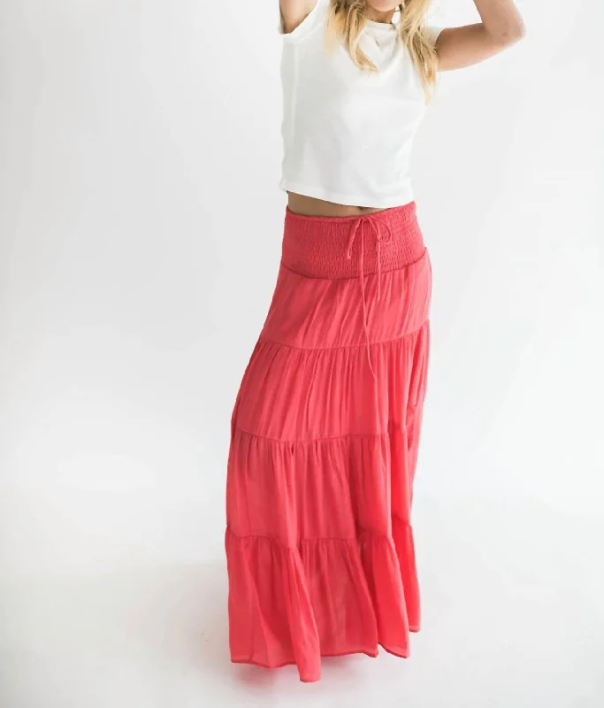 Women's Comfy Loungewear Outfit Alara Maxi Skirt In Coral