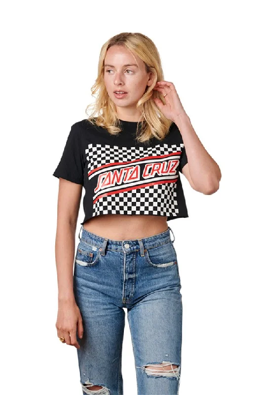 Women's Fashion-Forward Apparel Santa Cruz Checkerboard Cut Off Crop Boyfriend Tee