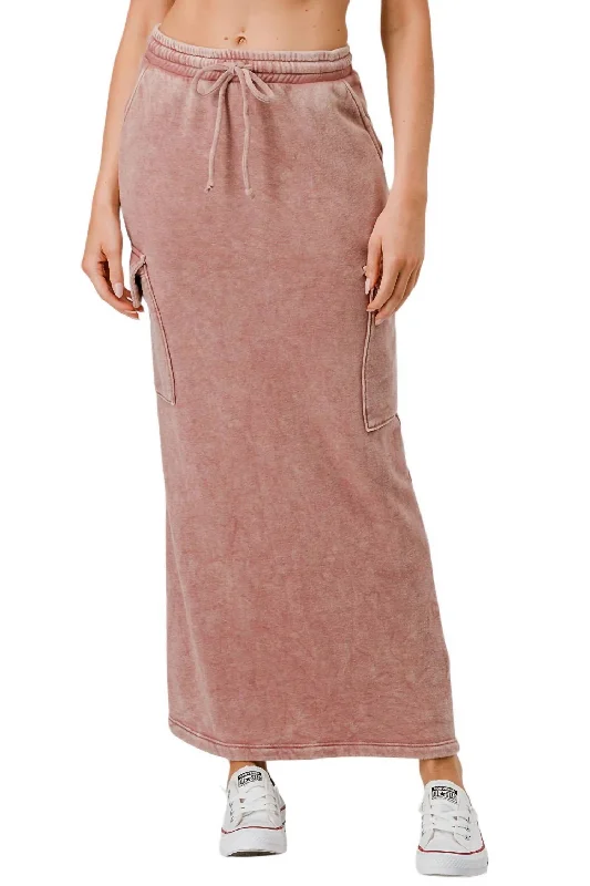 Women's Luxury Garments Brushed Cargo Skirt In Ash Rose