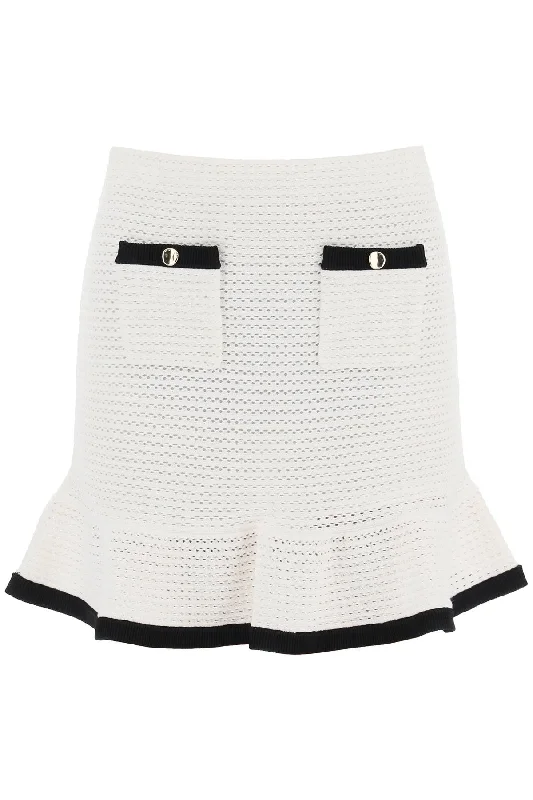 Women's Evening Wear Attire Self Portrait Women's Crochet Mini Skirt In