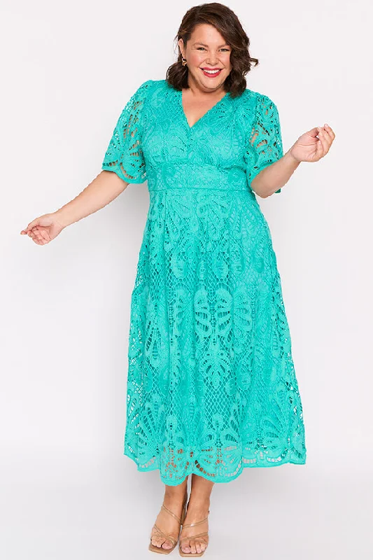 Casual Apparel For Women Aurora Teal Lace Dress