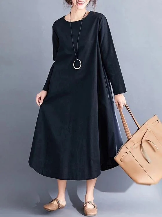 Charming Women's Garments DIY o neck patchwork cotton spring clothes Inspiration black Dresses