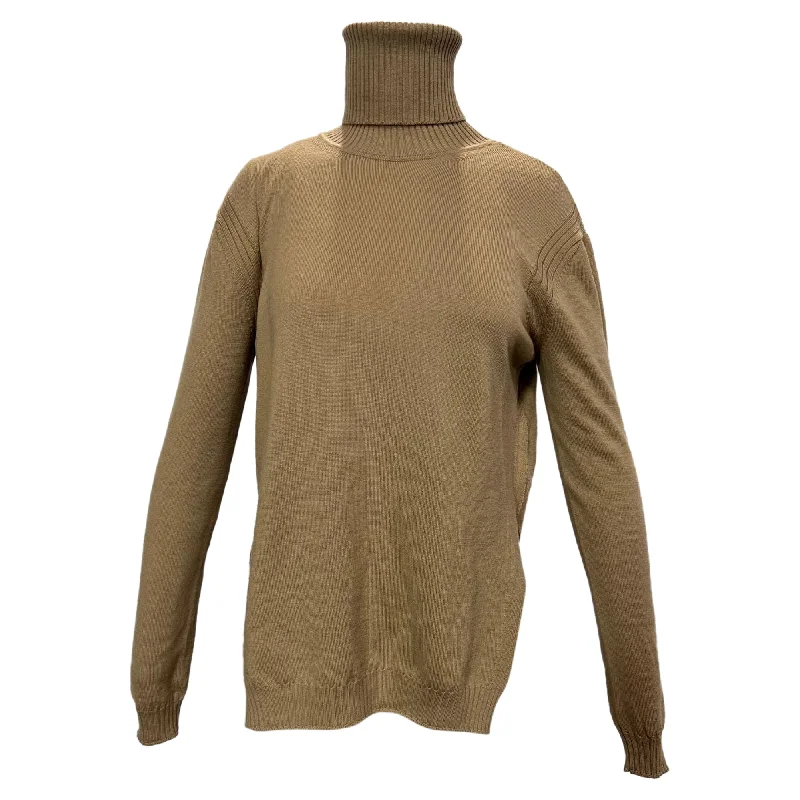 Women's Holiday Clothing N21 Turtleneck Long Sleeve Sweater in Brown Wool