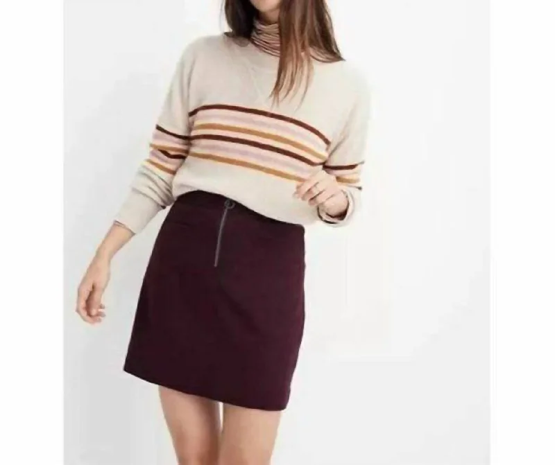 Women's Night-Out Outfit Fireside Wool Blend Retro Style Mini Skirt In Burgundy