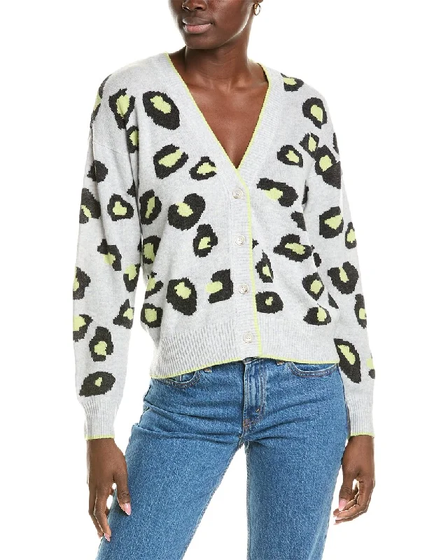 Stylish Women's Garments Brodie Cashmere Wool & Cashmere-Blend Intarsia Leopard Cardigan