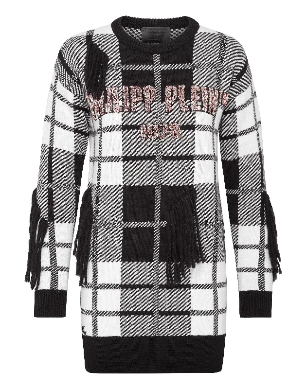 Women's Professional Attire Pullover Round Neck SS Tartan