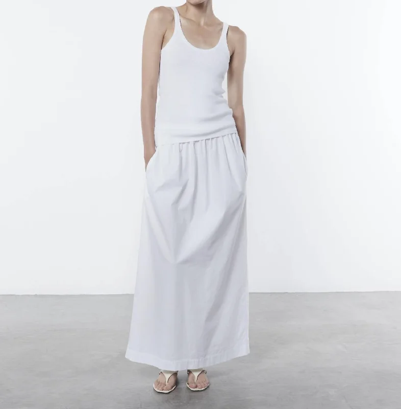 Women's Holiday Clothing Poplin Resort Skirt In White