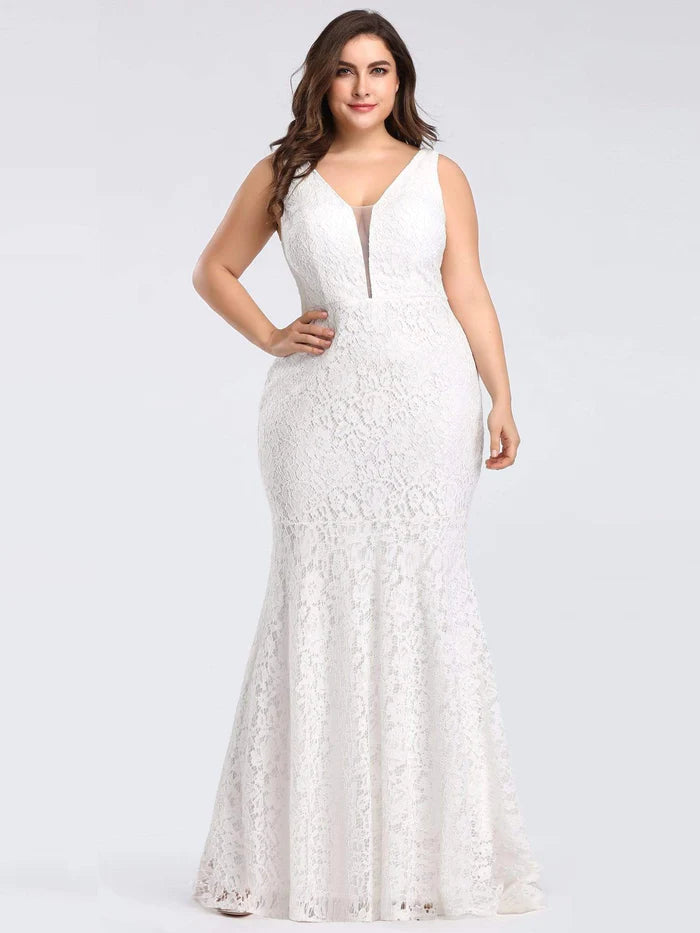 Women's Vintage-Inspired Outfit Plus Size Lace Mermaid Formal Evening Dress