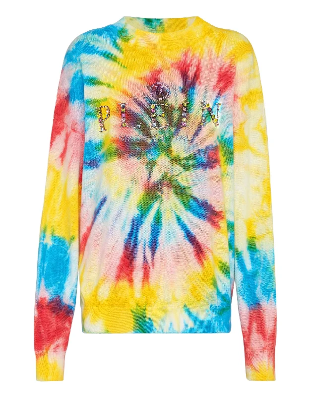 Women's Elegant Evening Attire Pullover Round Neck LS  Tie dye