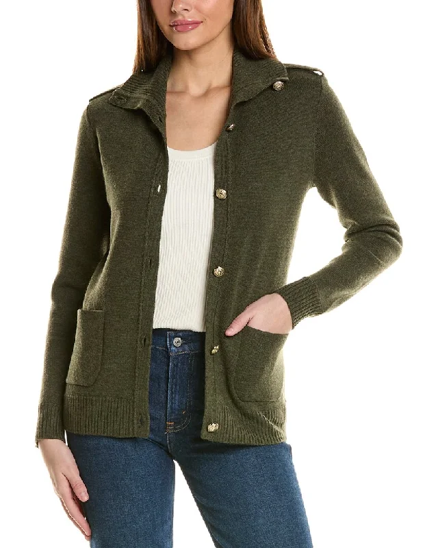 Women's Casual Wear Outfit Bruno Magli Epaulette Wool Sweater Jacket