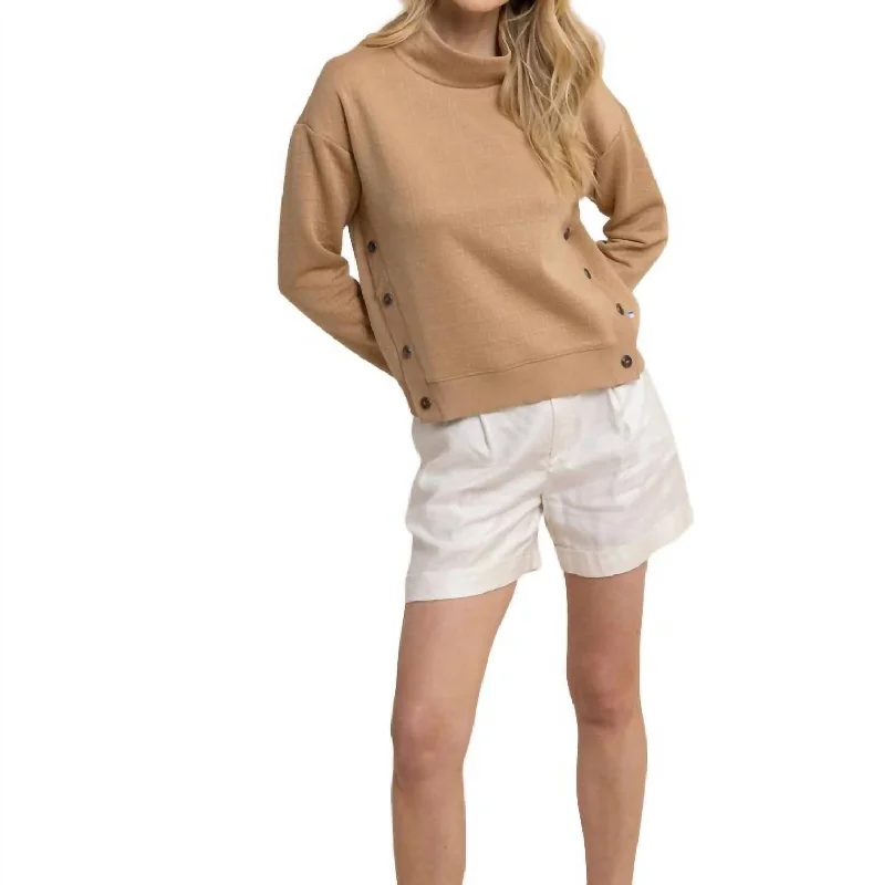 Charming Women's Outfit For Special Occasions Mock Neck Sweater Top In Tannin