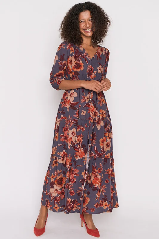 Women's Casual Outfit Adeline Wall Flower Maxi Dress