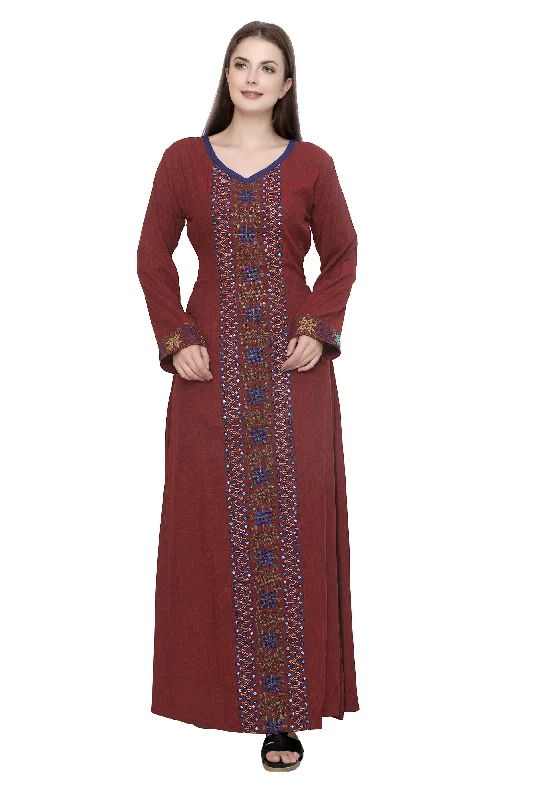 Women's Vintage-Inspired Clothing Cross Stitch Embroidered Kaftan