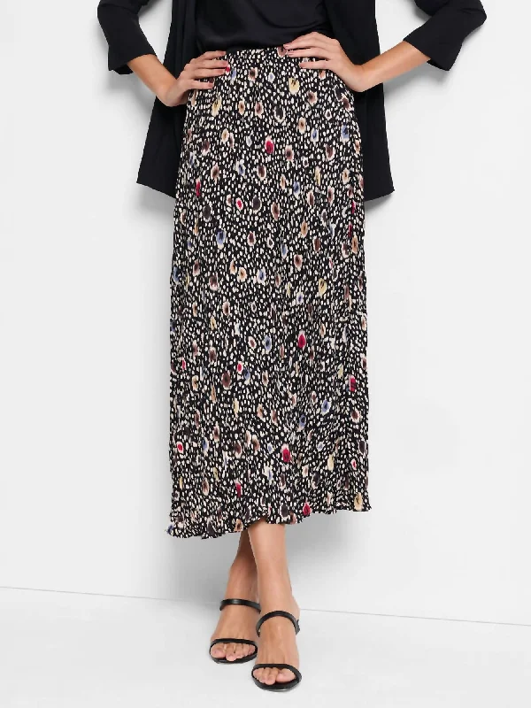 Women's Plus-Size Casual Outfit Spotted Dots Skirt In Black Multi