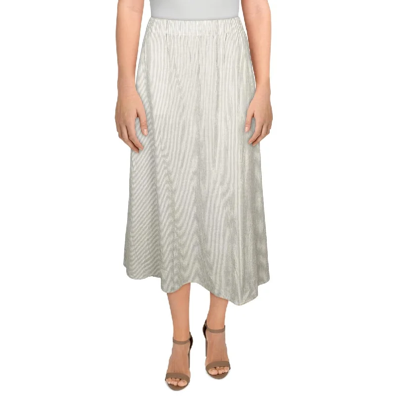 Women's Plus-Size Attire Womens Gathered Pin Strip Midi Skirt