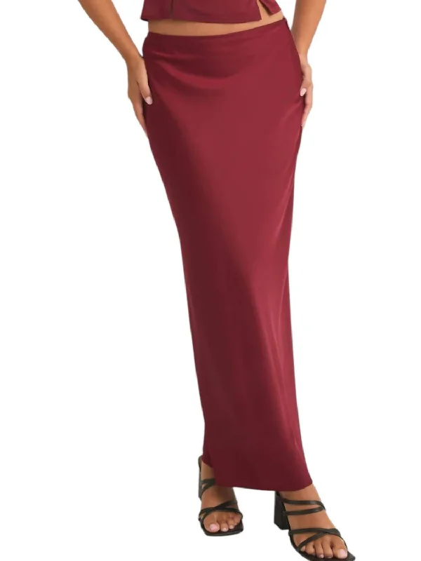 Women's Clothing For Everyday Wear Satin Maxi Skirt In Red