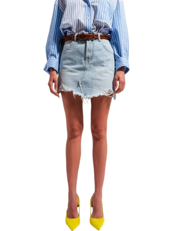 Women's Outerwear Clothing Jean Mini Skirt In Washed Blue