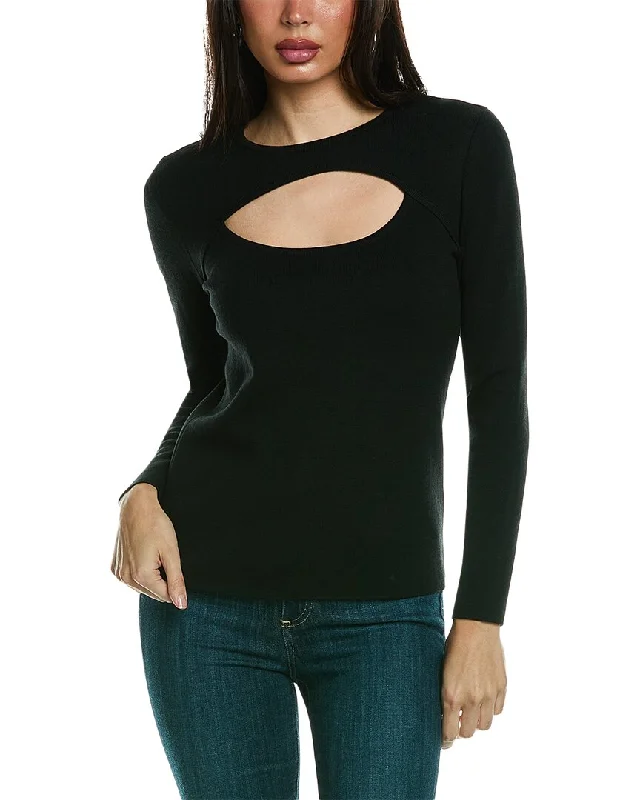 Women's Sporty Clothes Carolina Herrera Cutout Scoop Neck Wool Sweater