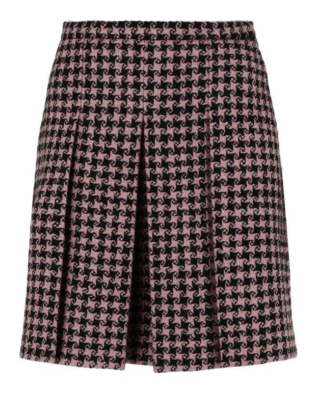 Women's Evening Clothing Houndstooth Tweed Wool Blend Skirt