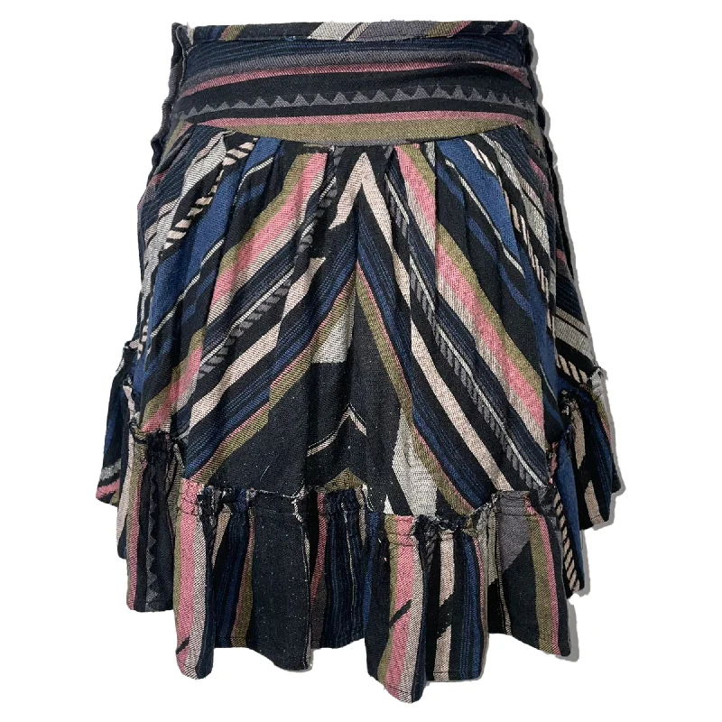 Women's Office Outfit Iro Striped Patterned Mini Skirt in Multicolor Cotton