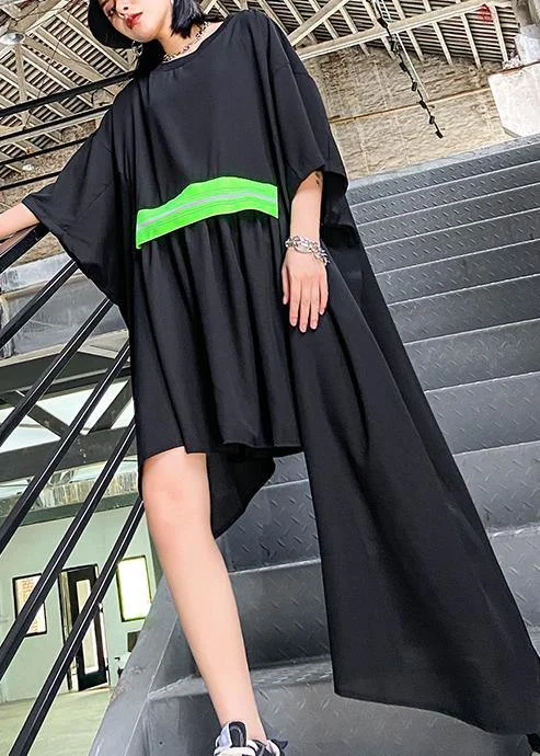 Women's Elegant Formal Outfit Women black clothes o neck asymmetric Art Dresses