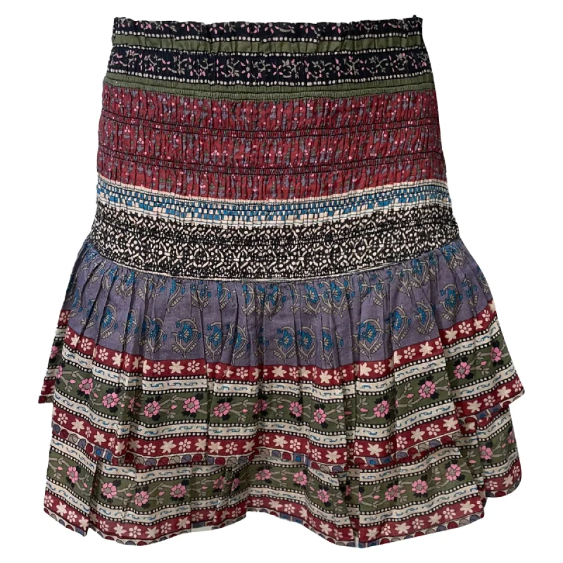 Women's Romantic Outfit Sea New York Brooke Smocked Mini Skirt in Multicolor Cotton