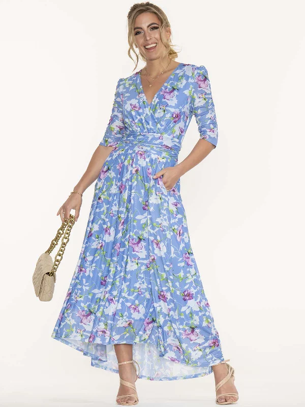 Women's Everyday Clothes Jolie Moi Ressie Dip Hem Maxi Dress, Blue Floral