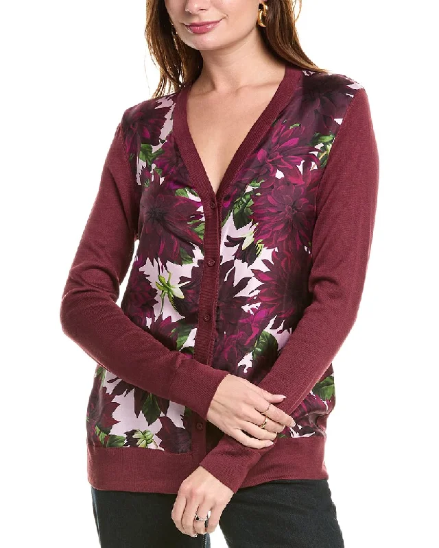 Women's Comfortable Apparel Oscar de la Renta Dahlia Inset Silk-Blend Cardigan