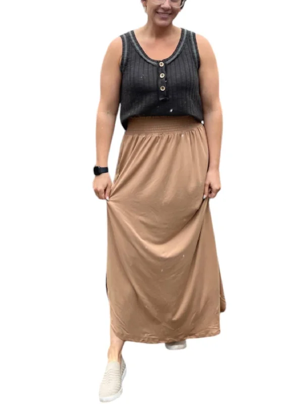 Sustainable Fashion Clothing For Women Maxi Skirt In Tan