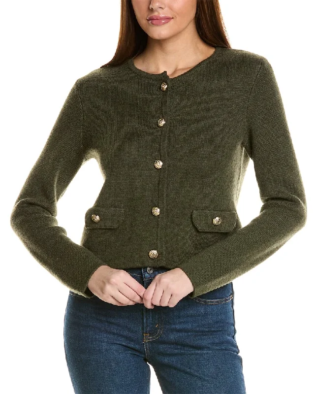 Women's Plus-Size Casual Outfit Bruno Magli Cropped Crewneck Wool Jacket