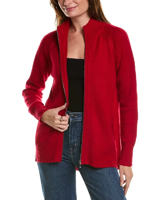 Women's Cozy Winter Attire Forte Cashmere Sporty Wool & Cashmere-Blend Cardigan