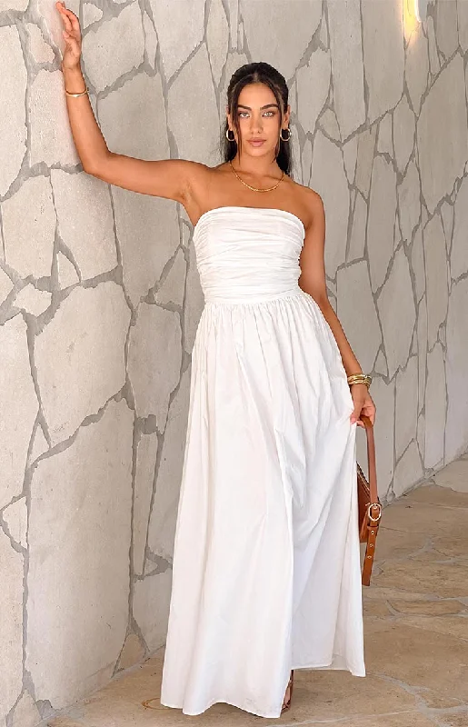 Women's Elegant Outfit Josianne White Strapless Maxi Dress