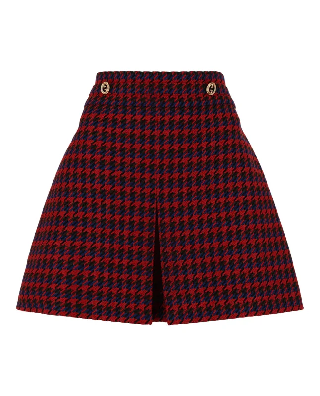 Formal Clothing For Women Houndstooth Pleated Mini Skirt