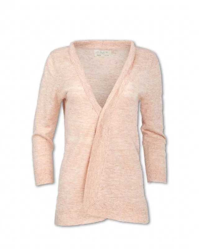 Women's Professional Clothes Women's Heathered Flax Blend Knit Cardigan In Sunset