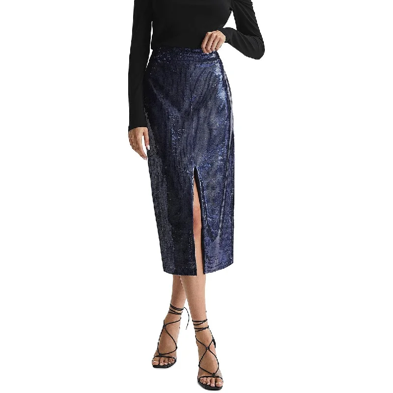 Women's Festive Attire Womens Midi Sequined Pencil Skirt