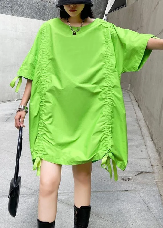 Women's Travel Outfit Set DIY green Cotton clothes For Women drawstring summer Dresses