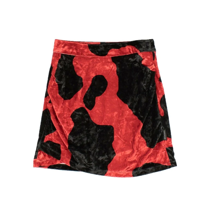 Women's Casual Attire Marcelo Burlon Red & Black Velvet Ladybug Mini Skirt