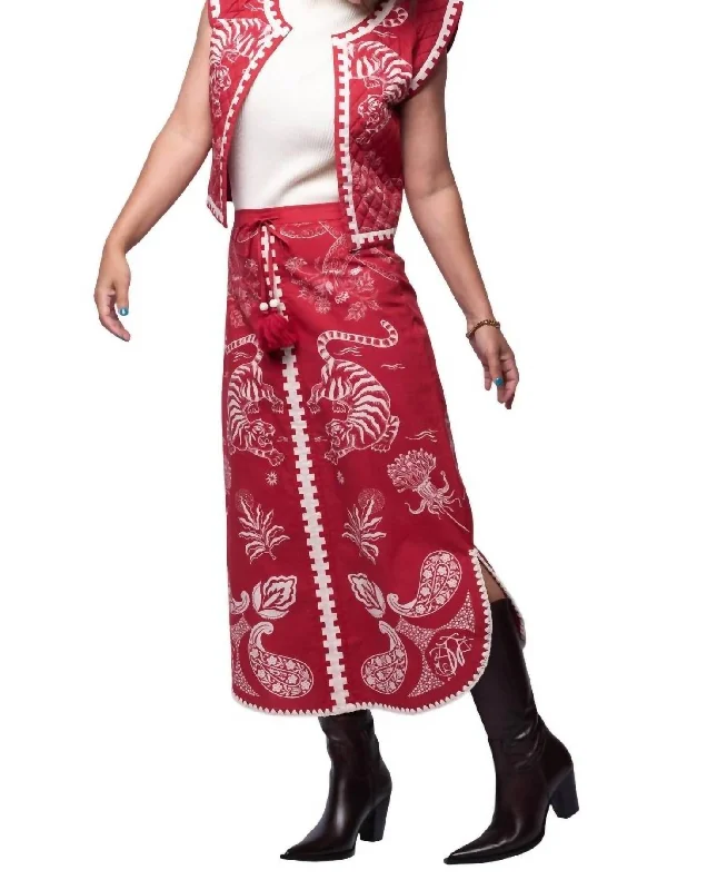 Women's Clothing With Trendy Designs Molly Skirt In Scarlet Tiger