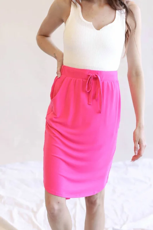 Affordable Women's Attire Tulip Hem Skirt With Side Pockets In Fuchsia