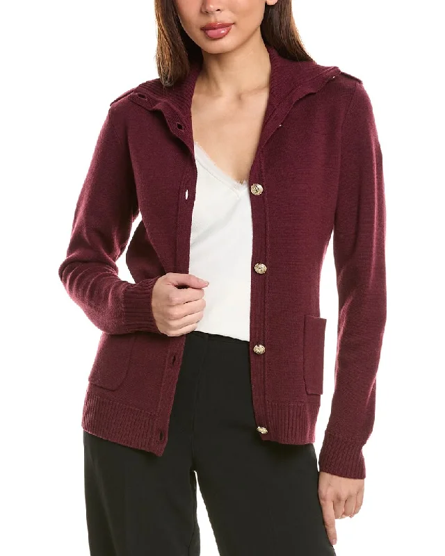 Modern Women's Outfit Bruno Magli Epaulette Wool Sweater Jacket