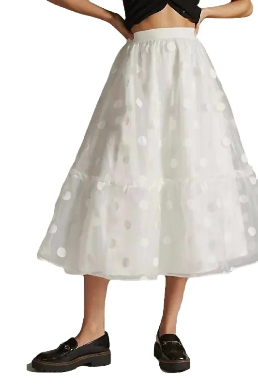 Charming Women's Holiday Apparel Tulle Midi Skirt In Snowflake Dot