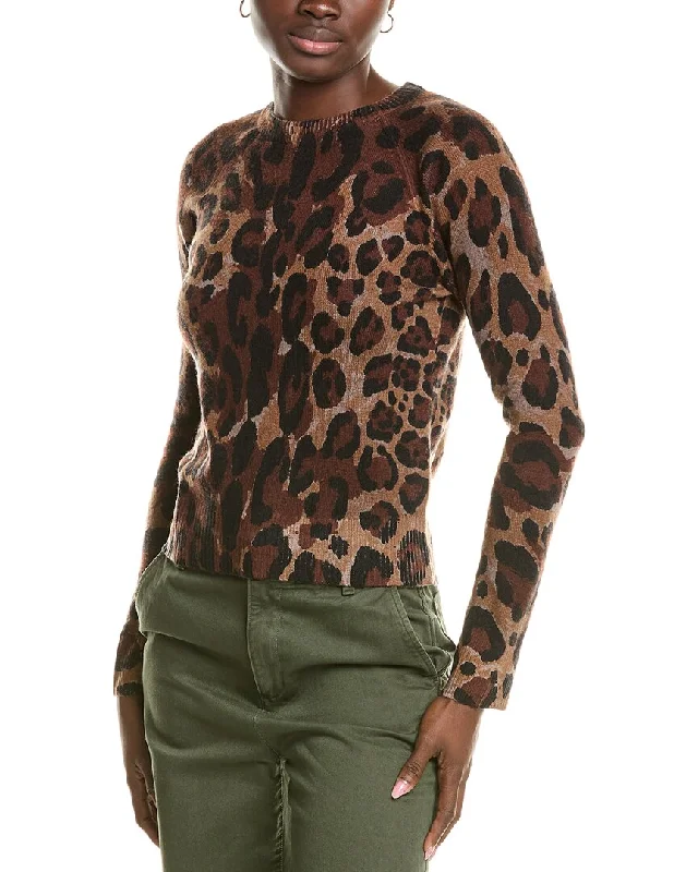 Women's Athletic Apparel Brodie Cashmere Wool & Cashmere-Blend Printed Leopard Jumper