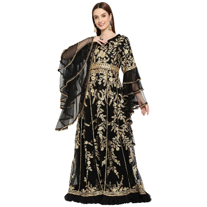 Women's Stylish Outdoor Outfit Designer Caftan Traditional Khaleeji Thobe