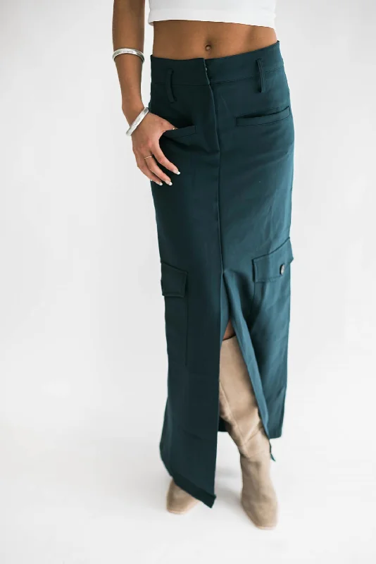 Women's Comfortable Lounge Outfit Tasha Cargo Maxi Skirt In Green